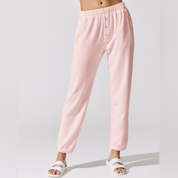 NWT DONNI. Terry Joggers Sweatpants Light Pink Size Large - Picture 1 of 12